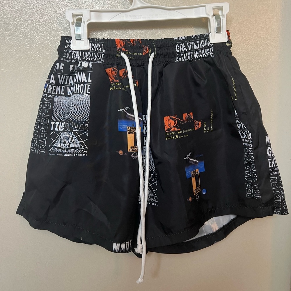 Black graphic shorts
